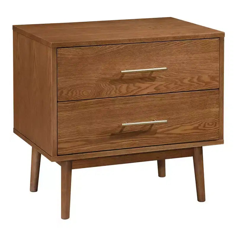 HOMES: Inside + Out 3pc Riverstone Mid-Century Modern Boucle Bedroom Set with 2 Nightstands Walnut