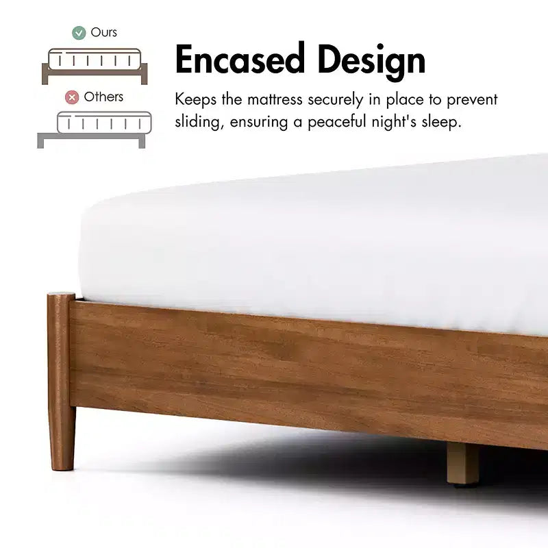 HOMES: Inside + Out 3pc Riverstone Mid-Century Modern Boucle Bedroom Set with 2 Nightstands Walnut