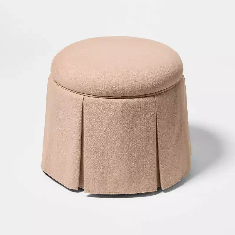 Box Pleat Skirt Storage Ottoman Performance Fabric - Threshold designed with Studio McGee