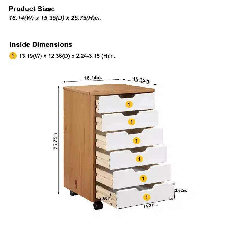 Chariot de rangement Trendfurn Omnia large à 6 tiroirs