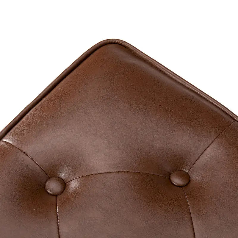 Glitzhome Set of 2 22 W Leatherette Button-tufted Foot Stools Ottomans