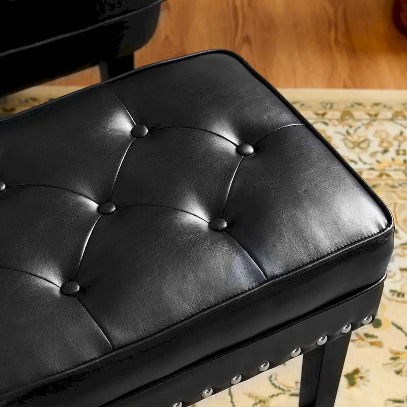 Glitzhome Set of 2 22 W Leatherette Button-tufted Foot Stools Ottomans