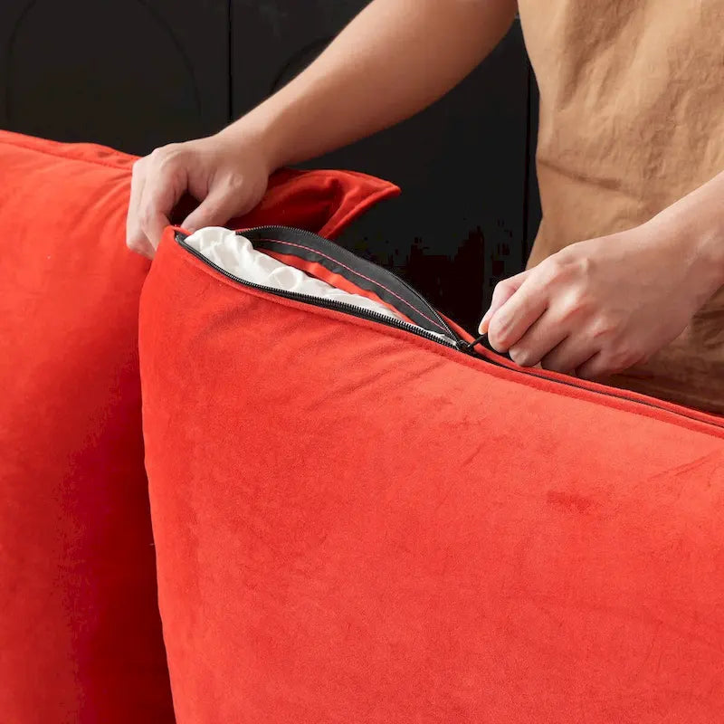Cloud Sectional Sofa, 5-Seater Down Feather Modular Sofa L-shaped Velvet Wide Deep Seat Convertible Couch.