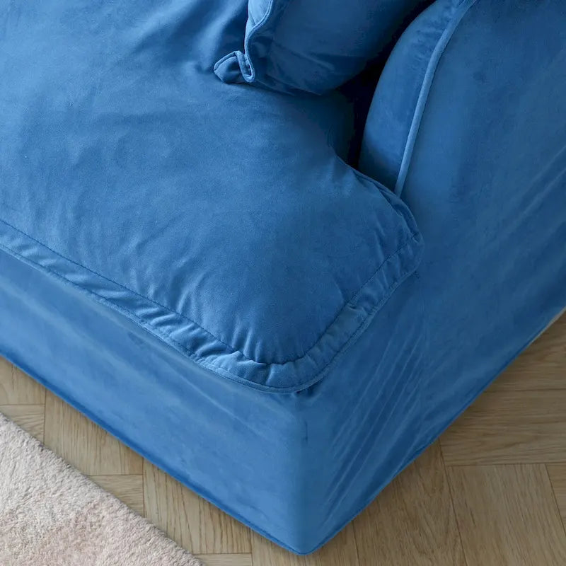 Cloud Sectional Sofa, 5-Seater Down Feather Modular Sofa L-shaped Velvet Wide Deep Seat Convertible Couch.