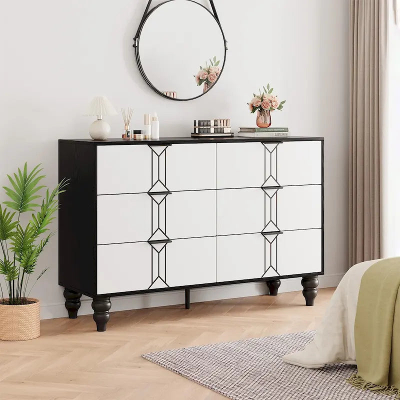 6 Drawer Dresser with Deep Drawers, Modern Wooden Chest Dresser