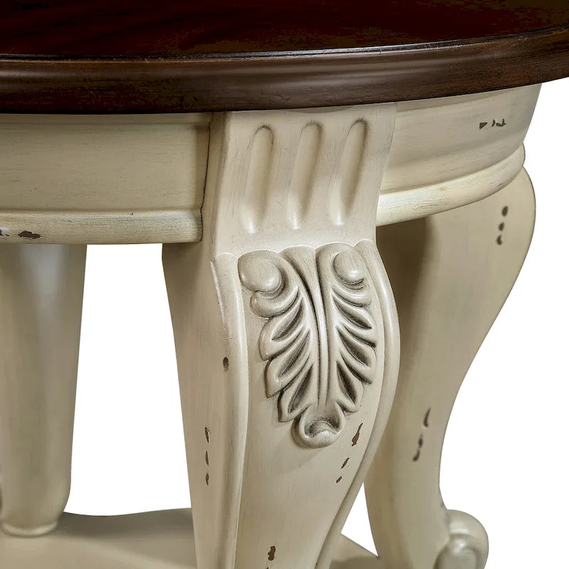 22  Round End Table,Solid Wood Sofa Side Table with Shelf,Living Room Corner Table Easy Assemble