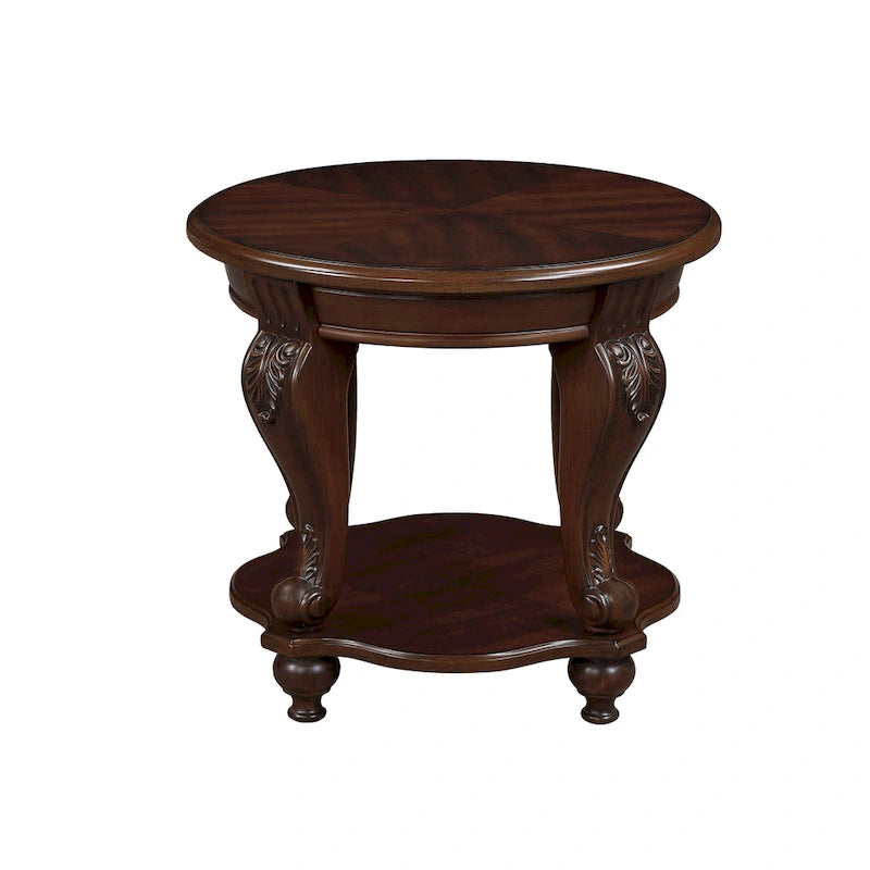22  Round End Table,Solid Wood Sofa Side Table with Shelf,Living Room Corner Table Easy Assemble