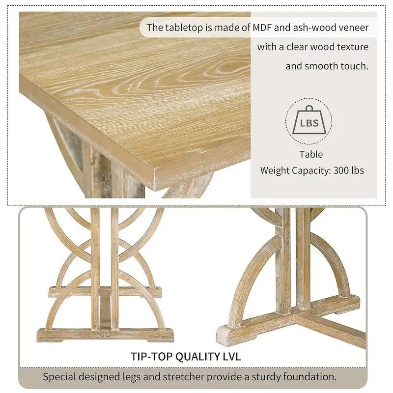 6 PCS Retro Rectangular Dining Table Set for 6