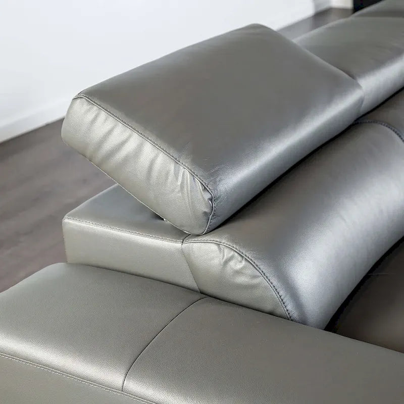 Furniture of America Jacques Modern Low Profile Leather L-Shaped Sectional with Chaise