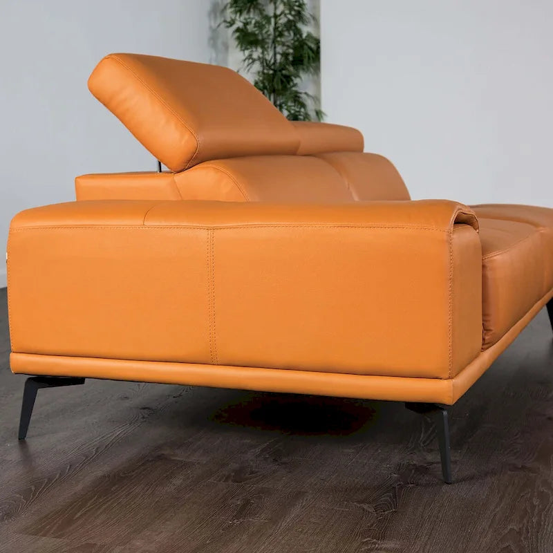 Furniture of America Jacques Modern Low Profile Leather L-Shaped Sectional with Chaise