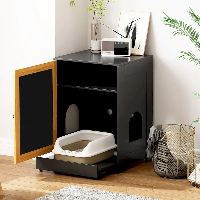 Cat Litter Box Enclosure, Hidden Cat Washroom, Kitty End Table, Litter cabinet with sisal door