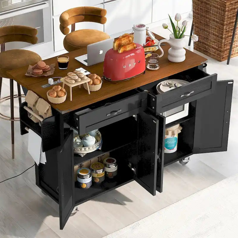 53.5 Farmhouse Kitchen Island with Power Outlet