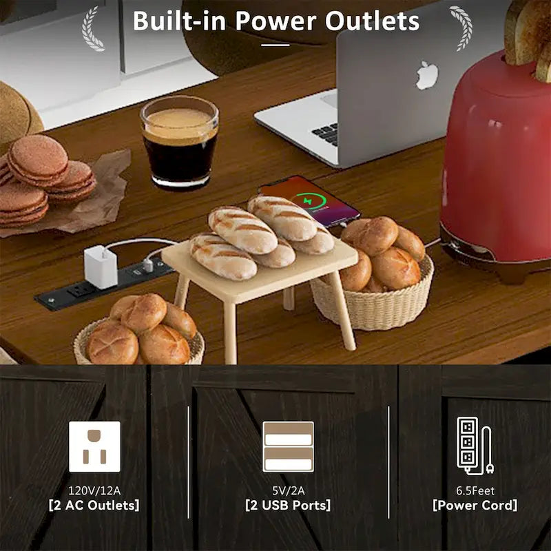 53.5 Farmhouse Kitchen Island with Power Outlet