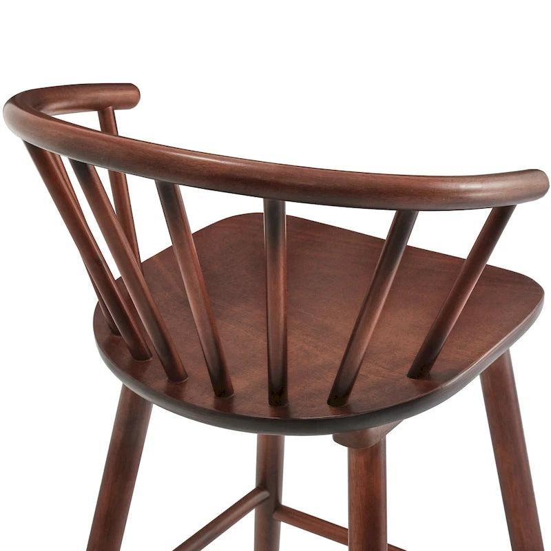 Set of 2 Counter Height 24.in Bar Stools for Kitchen Island with Solid Wood and Spindle Back Barstool