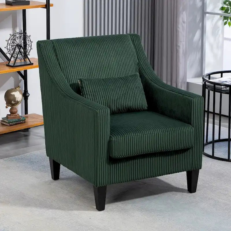 HOMEFUN Corduroy Upholstered Mid-Century Modern Wood Frame Armchair for Living Room