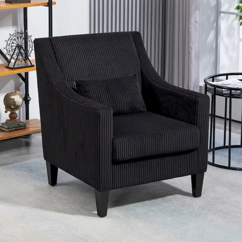 HOMEFUN Corduroy Upholstered Mid-Century Modern Wood Frame Armchair for Living Room