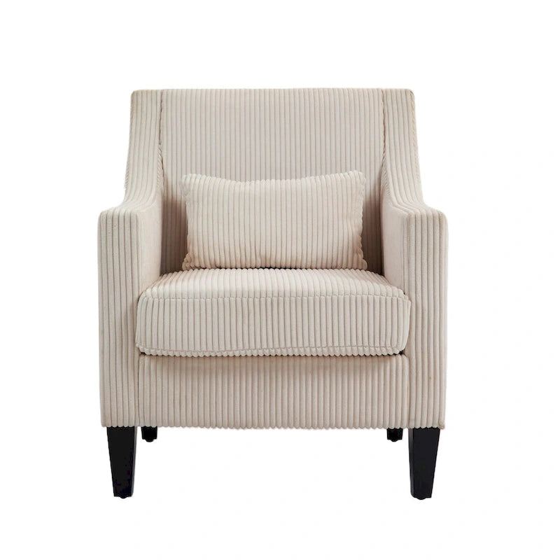 HOMEFUN Corduroy Upholstered Mid-Century Modern Wood Frame Armchair for Living Room