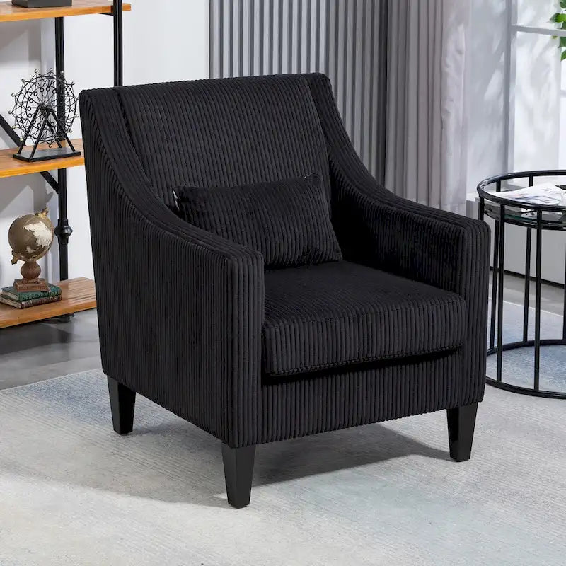 HOMEFUN Corduroy Upholstered Mid-Century Modern Wood Frame Armchair for Living Room