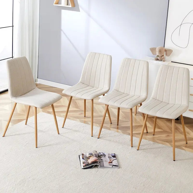Linen Upholstered Metal Leg Side Chair (Set of 4)
