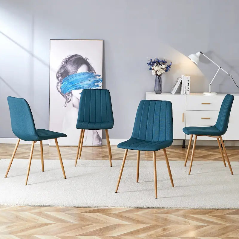 Linen Upholstered Metal Leg Side Chair (Set of 4)