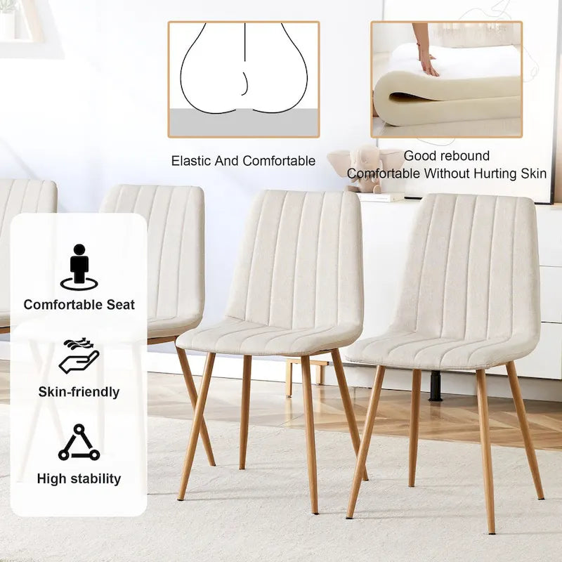 Linen Upholstered Metal Leg Side Chair (Set of 4)