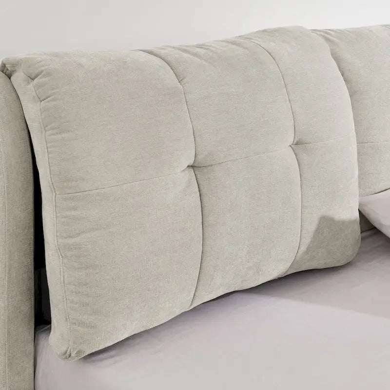 Queen Size Storage Upholstered Hydraulic Platform Bed with Integrated Headboard, Chenille Fabric, Gray