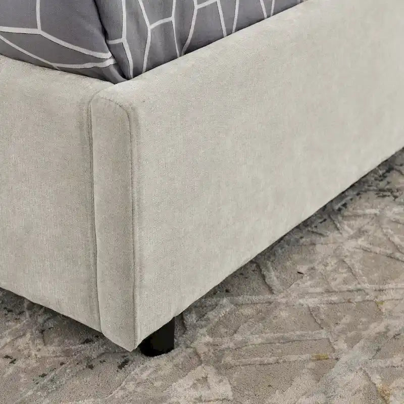 Queen Size Storage Upholstered Hydraulic Platform Bed with Integrated Headboard, Chenille Fabric, Gray