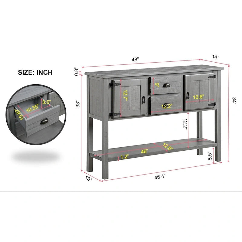 48  Sideboard Console Table with 2 Drawers - N/A