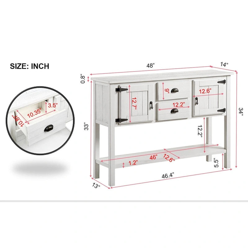 48  Sideboard Console Table with 2 Drawers - N/A