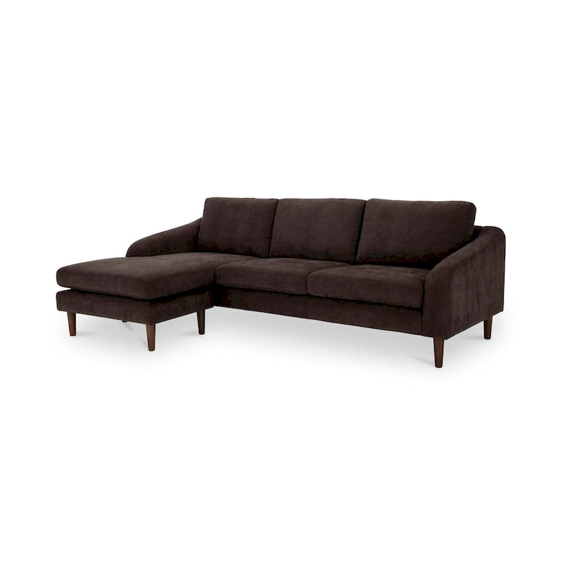 NADAAL STUDIOS Drew, Sectional with Reversible Chaise, Dark Brown - 98 X 59.2 X 33.5