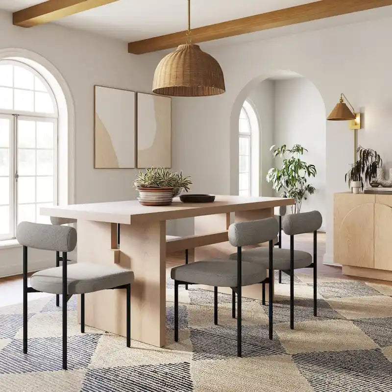 Briggs Modern Dining Table for 6, Small Rectangle Dining Table with Solid Wood Legs