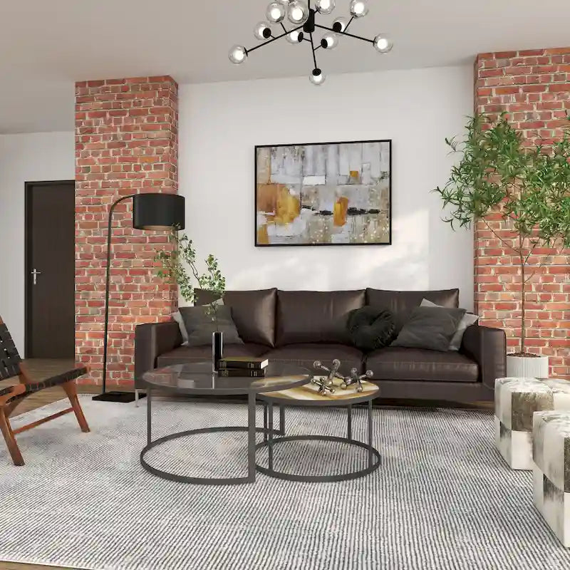 Wooden Nesting Living Room Coffee Table with Clear Glass Top - Set of 2 Gray - Roche River Decor