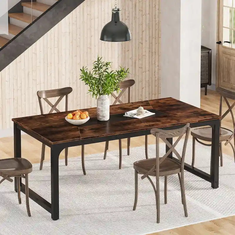 71 Inches Industrial Dining Table for 4-6 - 70.9  L x 35.4  W x 30.3  H