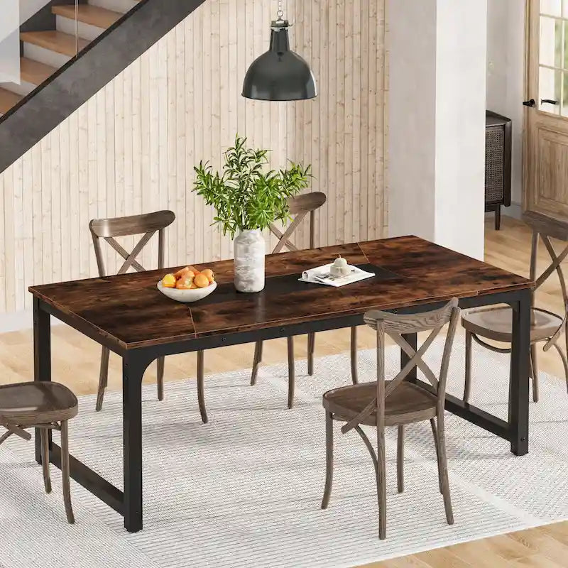 71 Inches Industrial Dining Table for 4-6 - 70.9  L x 35.4  W x 30.3  H