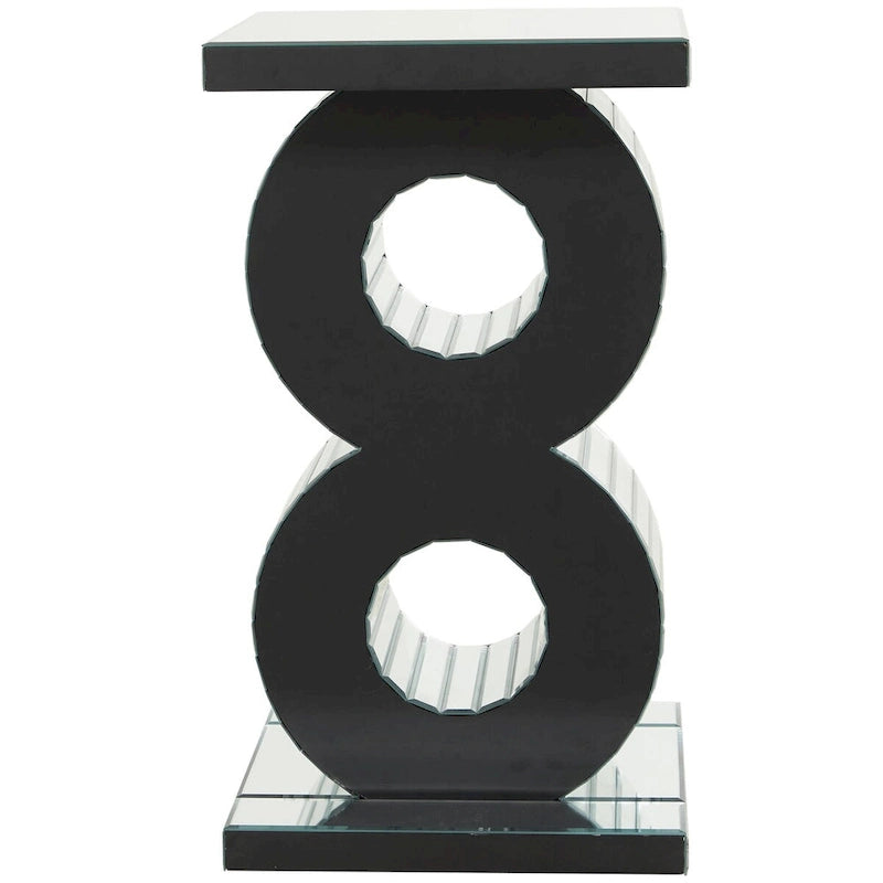 Glass Mirrored Side End Accent Table with Crystal Embellishment - Silver - Roche River Decor