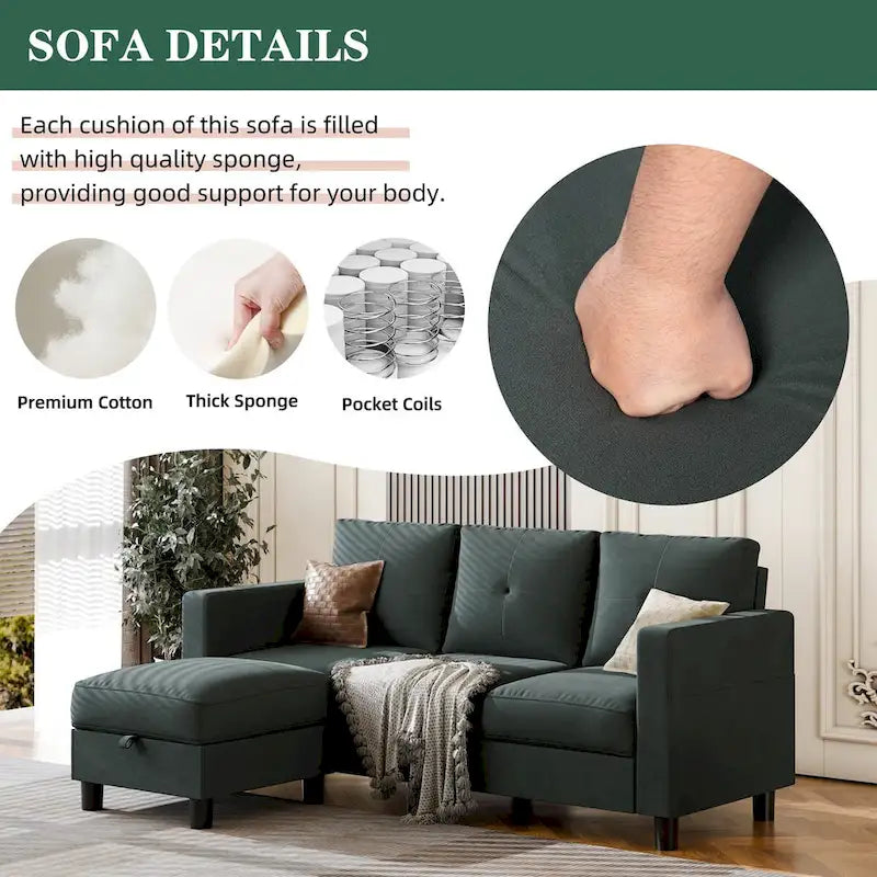 Futzca Convertible Sectional Sofa Couch, L Shaped Couch Sofa
