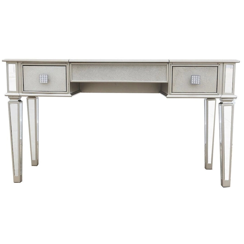 2-Drawer Mirrored Dresser with Vanity Table, Flip-Up Mirror, and Stool