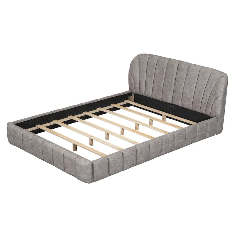 Queen Size Upholstered Platform Bed with Thick Fabric