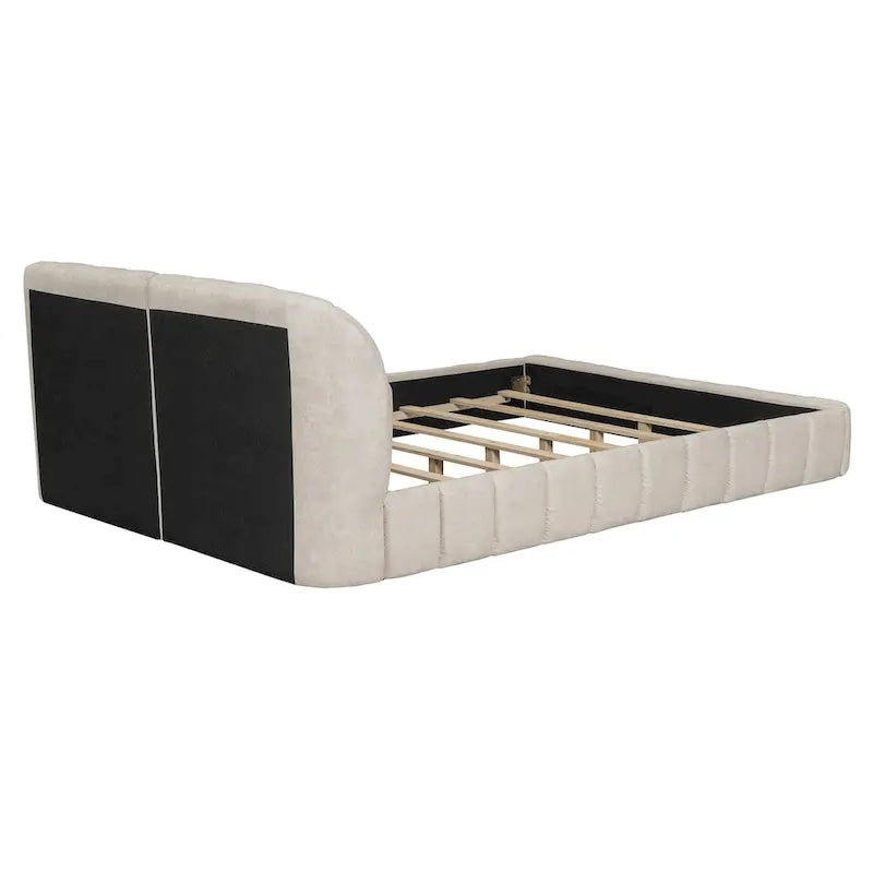 Queen Size Upholstered Platform Bed with Thick Fabric