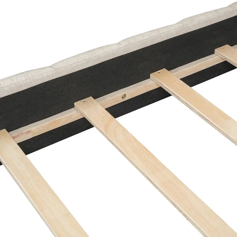 Queen Size Upholstered Platform Bed with Thick Fabric