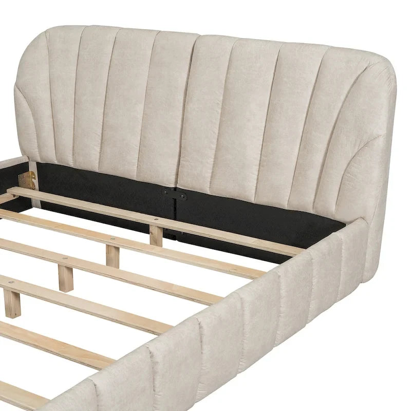 Queen Size Upholstered Platform Bed with Thick Fabric