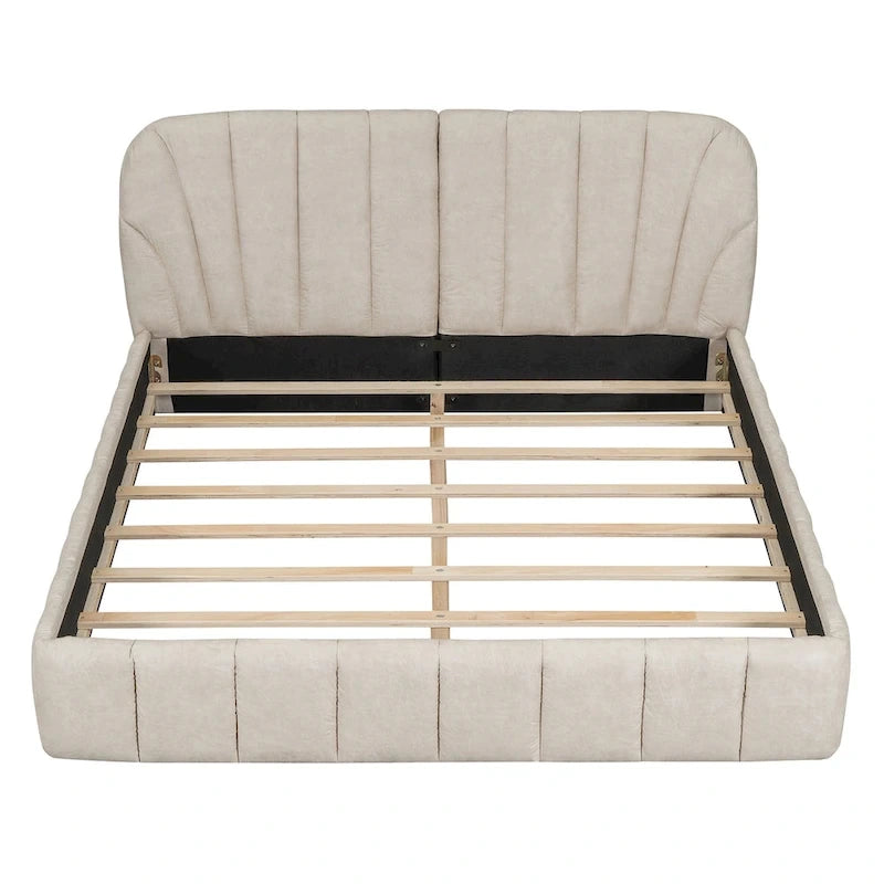 Queen Size Upholstered Platform Bed with Thick Fabric
