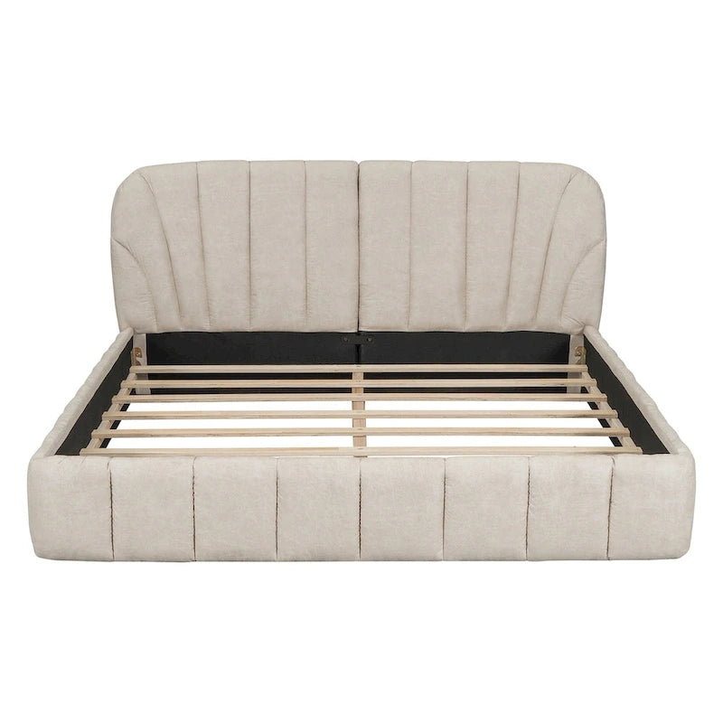 Queen Size Upholstered Platform Bed with Thick Fabric