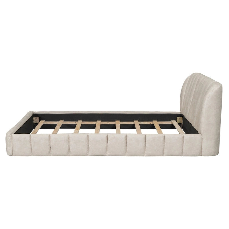 Queen Size Upholstered Platform Bed with Thick Fabric