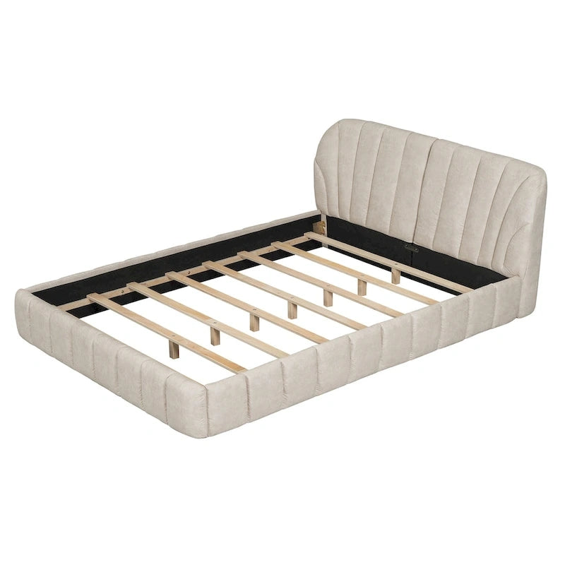 Queen Size Upholstered Platform Bed with Thick Fabric