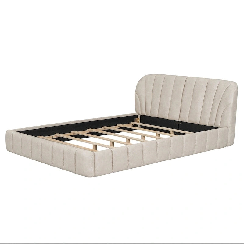 Queen Size Upholstered Platform Bed with Thick Fabric