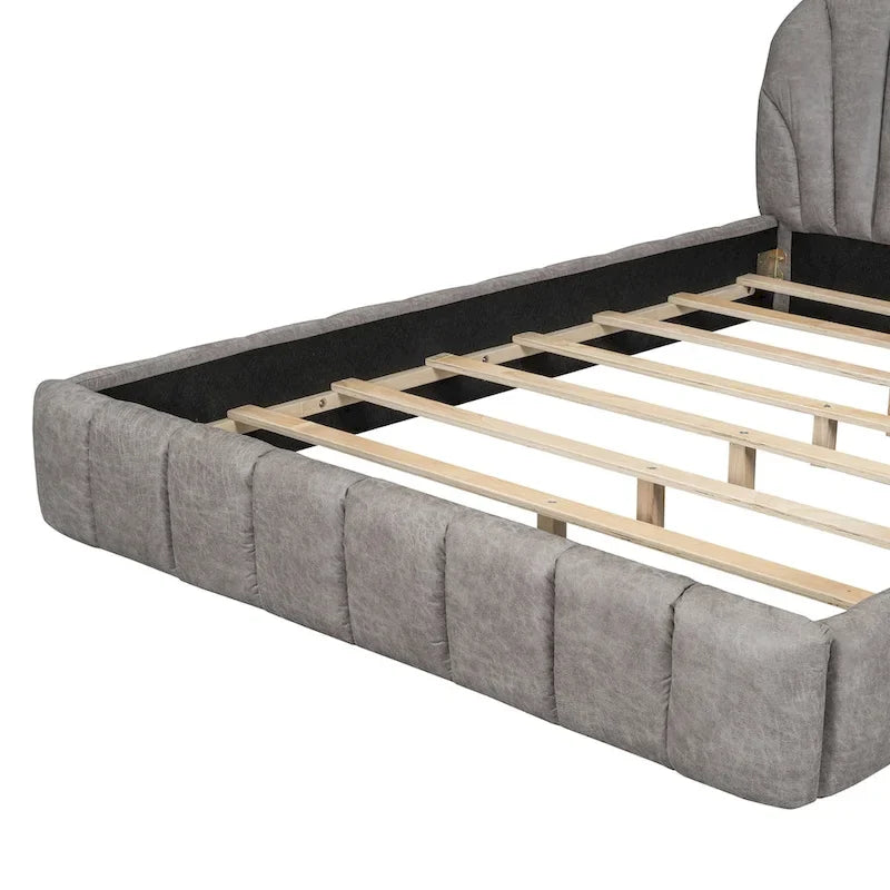 Queen Size Upholstered Platform Bed with Thick Fabric