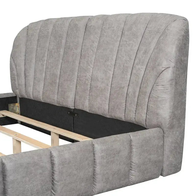Queen Size Upholstered Platform Bed with Thick Fabric