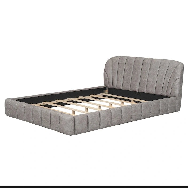 Queen Size Upholstered Platform Bed with Thick Fabric