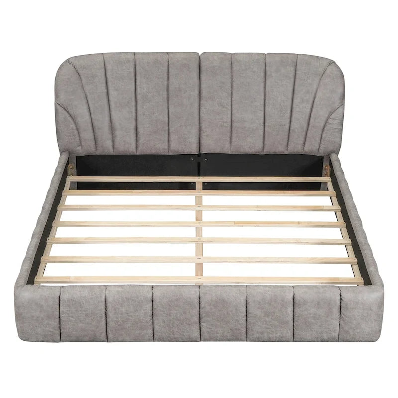 Queen Size Upholstered Platform Bed with Thick Fabric